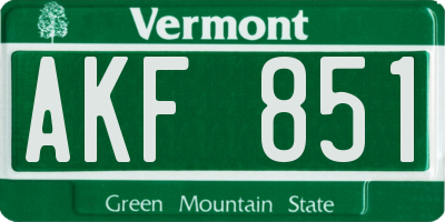 VT license plate AKF851