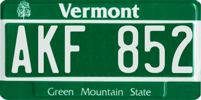 VT license plate AKF852