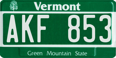 VT license plate AKF853