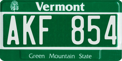 VT license plate AKF854