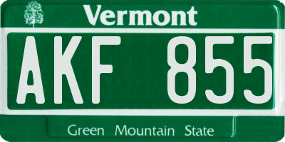VT license plate AKF855