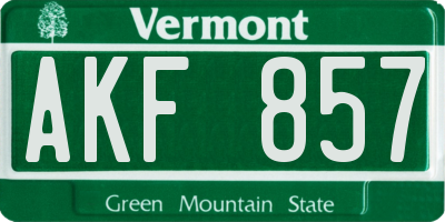 VT license plate AKF857