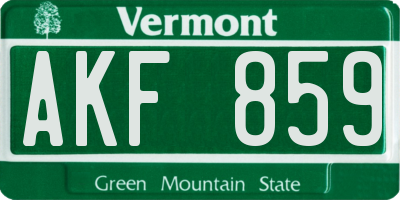 VT license plate AKF859