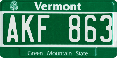 VT license plate AKF863