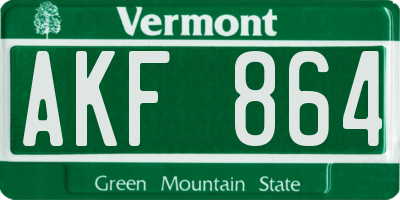VT license plate AKF864