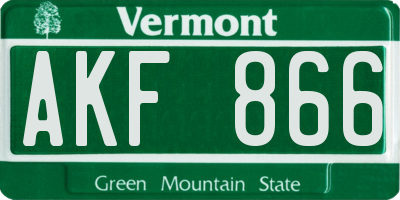 VT license plate AKF866