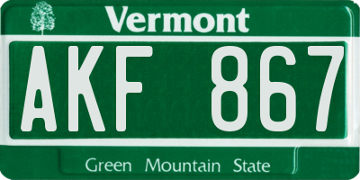 VT license plate AKF867