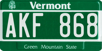 VT license plate AKF868