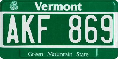 VT license plate AKF869