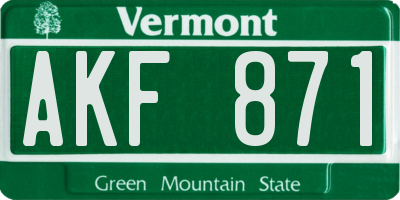 VT license plate AKF871