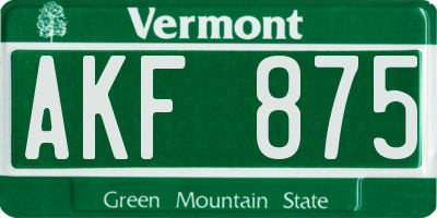 VT license plate AKF875