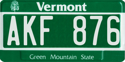VT license plate AKF876