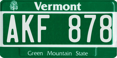 VT license plate AKF878