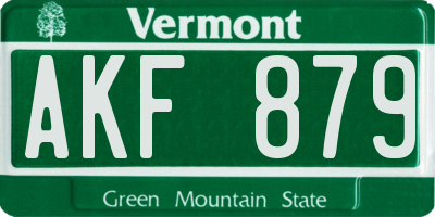 VT license plate AKF879