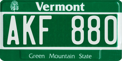 VT license plate AKF880