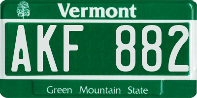 VT license plate AKF882