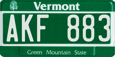 VT license plate AKF883
