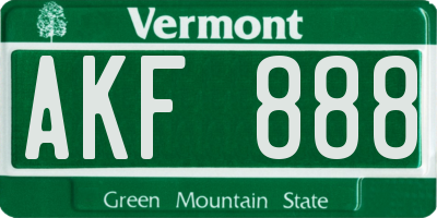 VT license plate AKF888