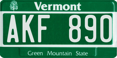VT license plate AKF890