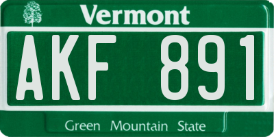 VT license plate AKF891