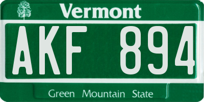 VT license plate AKF894