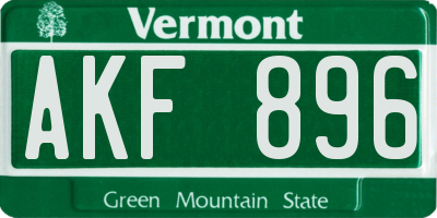 VT license plate AKF896