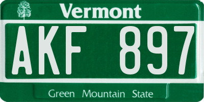 VT license plate AKF897