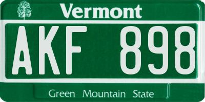 VT license plate AKF898