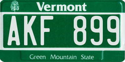 VT license plate AKF899