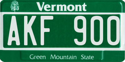 VT license plate AKF900