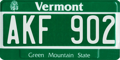 VT license plate AKF902