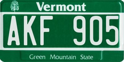 VT license plate AKF905