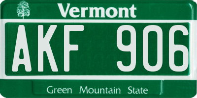 VT license plate AKF906