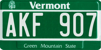 VT license plate AKF907