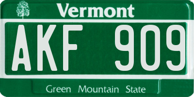VT license plate AKF909