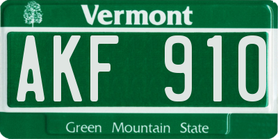 VT license plate AKF910