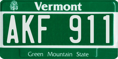 VT license plate AKF911