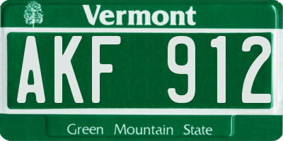 VT license plate AKF912