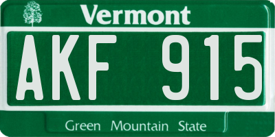VT license plate AKF915