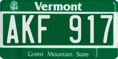VT license plate AKF917