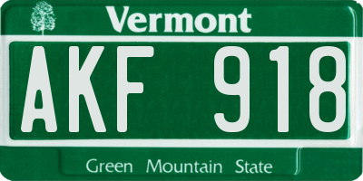 VT license plate AKF918