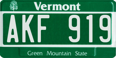 VT license plate AKF919