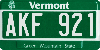 VT license plate AKF921