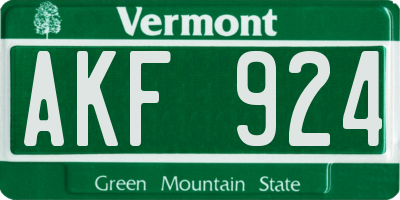 VT license plate AKF924