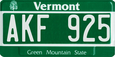 VT license plate AKF925