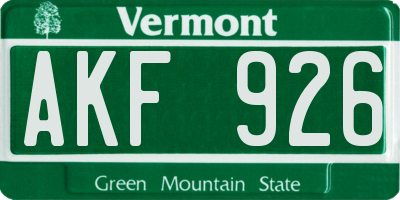 VT license plate AKF926