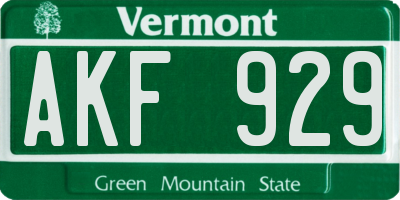 VT license plate AKF929