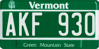 VT license plate AKF930