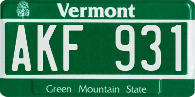 VT license plate AKF931