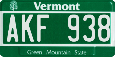 VT license plate AKF938